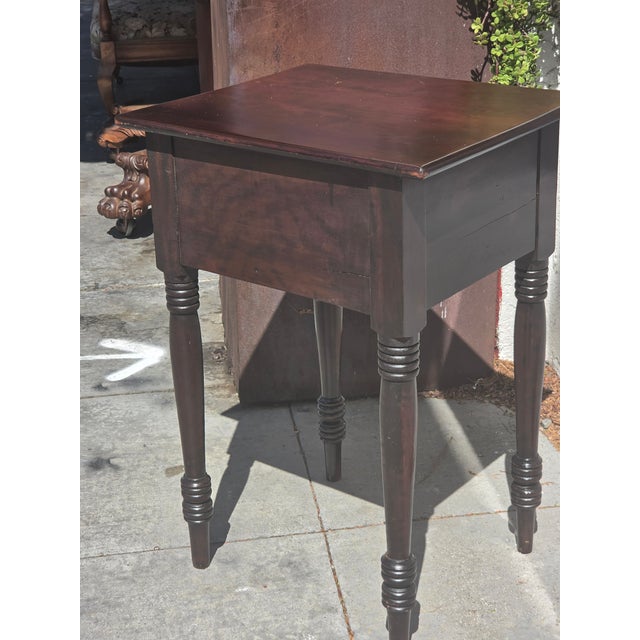 Mid 19th Century Antique 1840s Sheraton Work Table Lamp Table Nightstand For Sale - Image 5 of 9