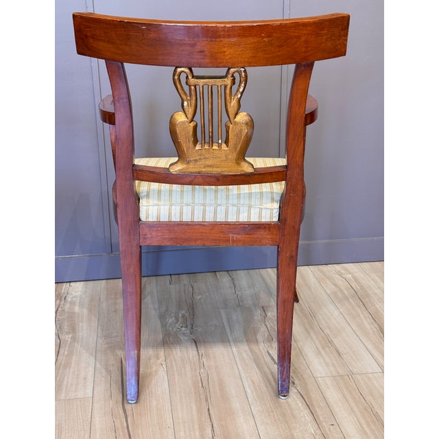 Set of Ten Italian Neoclassical Parcel Gilt Walnut Dining Chairs For Sale - Image 9 of 14