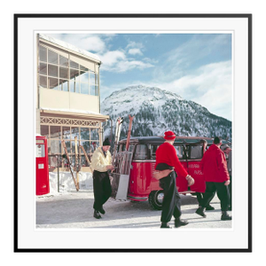 Toni Frissell 'Klosters Ski Bus' Archival Pigment Print Framed in Black