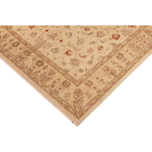 Shabby Chic Shabby Chic Ziegler Beige Tan Hand-Knotted Wool Rug - 10'1'' X 13'7'' For Sale - Image 3 of 8