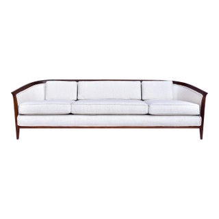 1960's Curved Back Walnut Sofa Attributed to Erwin Lambeth For Sale