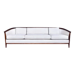 1960's Curved Back Walnut Sofa Attributed to Erwin Lambeth