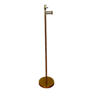 Mid-Century Modern Rattan and Brass Swing Arm Floor Lamp