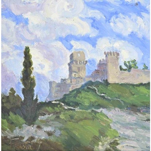 Oil on cardboard realized in the mid-20th Century. Hand signed. Includes a beautiful hand painted wooden frame cm. 36x50....