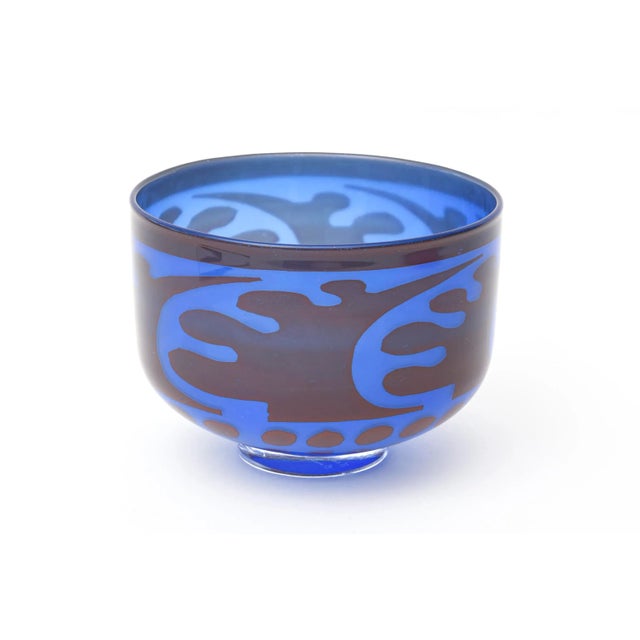 This stunning abstract vintage Orrefors glass bowl is by the noted Swedish designer Gunnar Cryen and signed. It is etched...