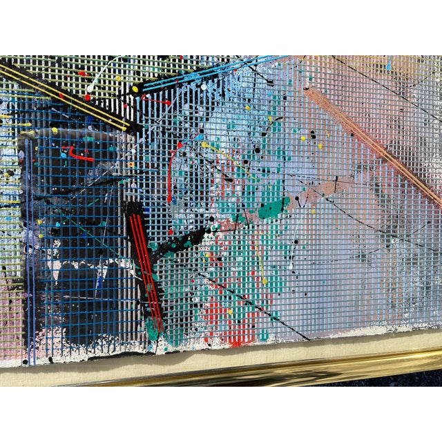 Paul Maxwell, Large Modern Abstract Cast Stencil Painting Paul Maxwell Mod Constructivist Neon, 1988 For Sale In Miami - Image 6 of 11