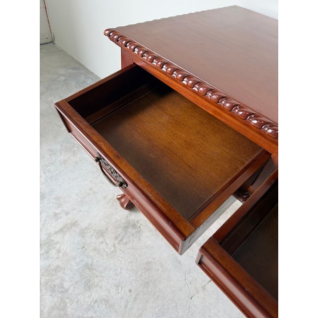 Vintage Baker Style Wooden Eagle Claws Three Drawer Desk For Sale - Image 14 of 17