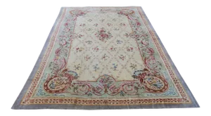 Vintage Hooked French Savonnerie Design Wool Rug - 10'x 16'