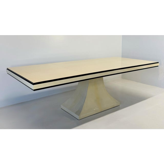1940s Italian Art Deco Table in Parchment Leather with Black Profiles, 1940s For Sale - Image 5 of 12