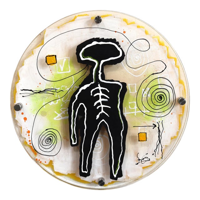 EchoLayer: Solar Nomad - Figurative Expressionist Abstract Layered Original Artwork by Soren Grau For Sale