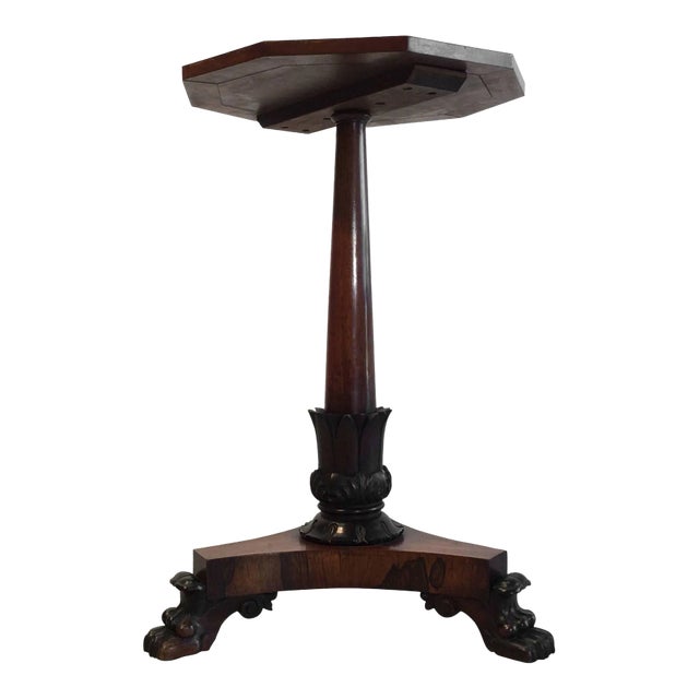 Beautiful Antique Rosewood Three-Legged Claw Feet Side Table For Sale