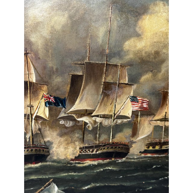 War of 1812 Marine Sea Battle Oil Painting — Old Ironsides Uss Constitution Captures HMS Cyane & HMS Levant, English School c.1830 Framed For Sale - Image 15 of 18