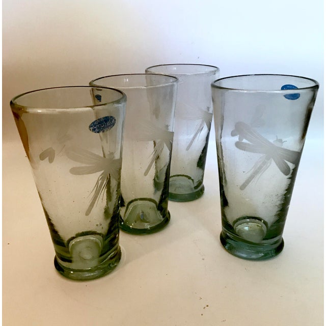 Mariposa Handblown Highball Glasses With Etched Dragonfly and Bumblebee Set of 4 Chairish