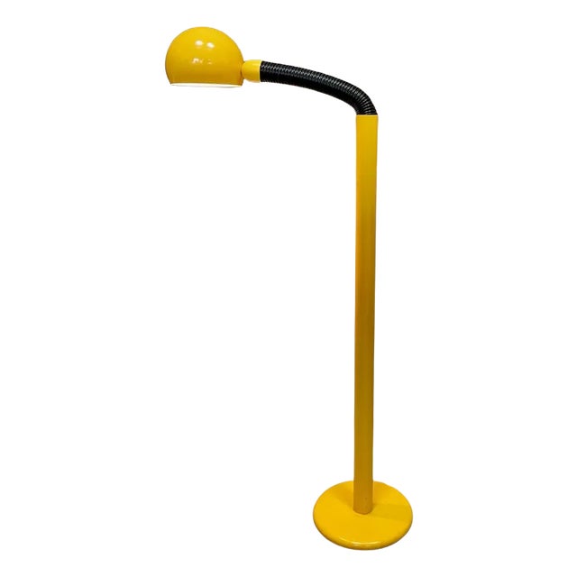 Italian Modernist Metal Floor Lamp with Flexible Arm & Adjustable Lampshade, 1960s For Sale