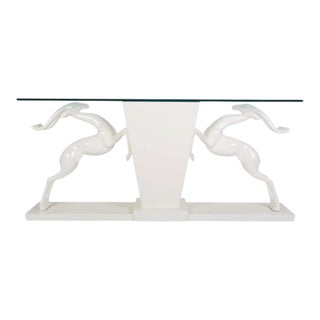 1980s Hollywood Regency Jumping Gazelle Console Table For Sale