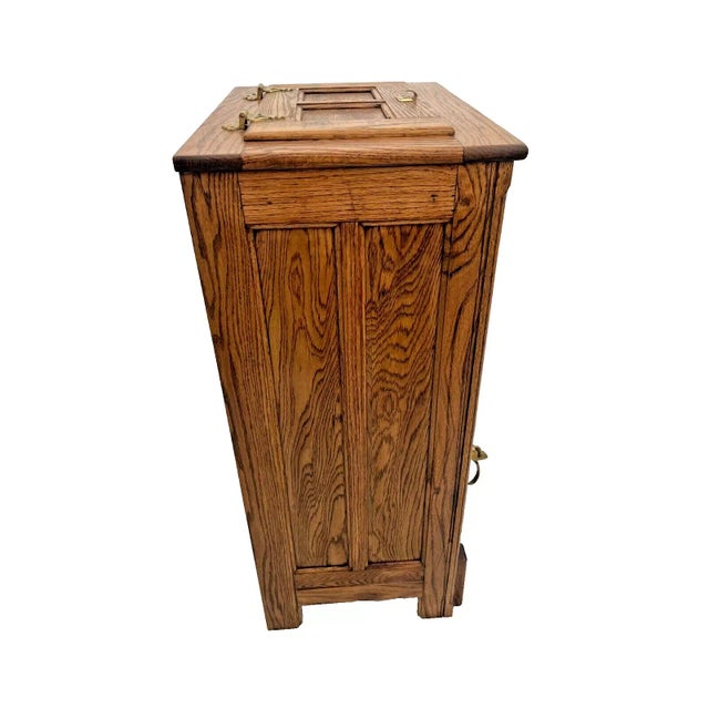 American 1970s Retro White Clad Cabinet Ice Box Style Top Bottom Storage Two Doors by SImmons For Sale - Image 3 of 10