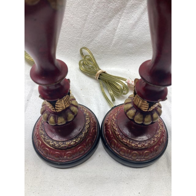 1990s Burgundy Kelly Petersen Wildwood Designs Buffet Table Lamps - a Pair For Sale - Image 6 of 9