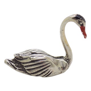 Vintage Italian Handmade Silver Swan, 1980s For Sale