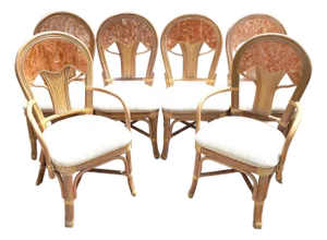Maitland Smith Style Bamboo & Tessellated Dining Chairs Set of 6