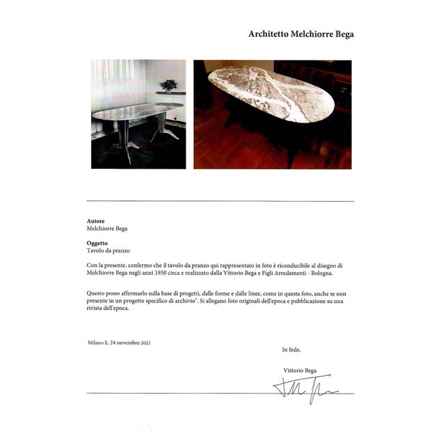 Dining Table Designed by Melchiorre Bega 1950 Attached Archive Certificate I have official proof of authenticity such as...