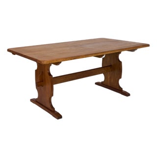 Scandinavian Modern Rustic Oak Dining Table, Denmark, 1970 For Sale