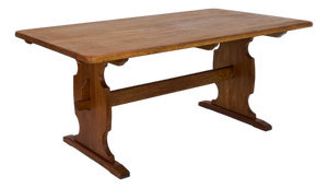 Scandinavian Modern Rustic Oak Dining Table, Denmark, 1970