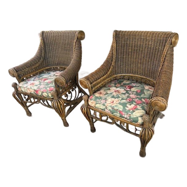1980s Custom Wicker Porch Chairs For Sale