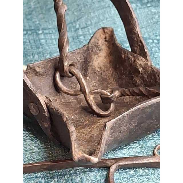 Rare 18th C Wrought Iron 4-Wick Fat Lamp Primitive Star Crusie Lighting Antique For Sale - Image 15 of 18