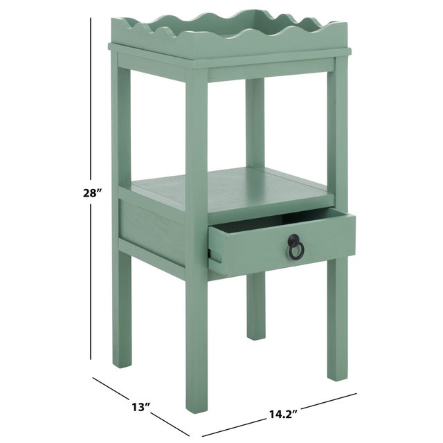 Contemporary Darlyn Scalloped 1 Drawer Accent Table in Sage For Sale - Image 3 of 10
