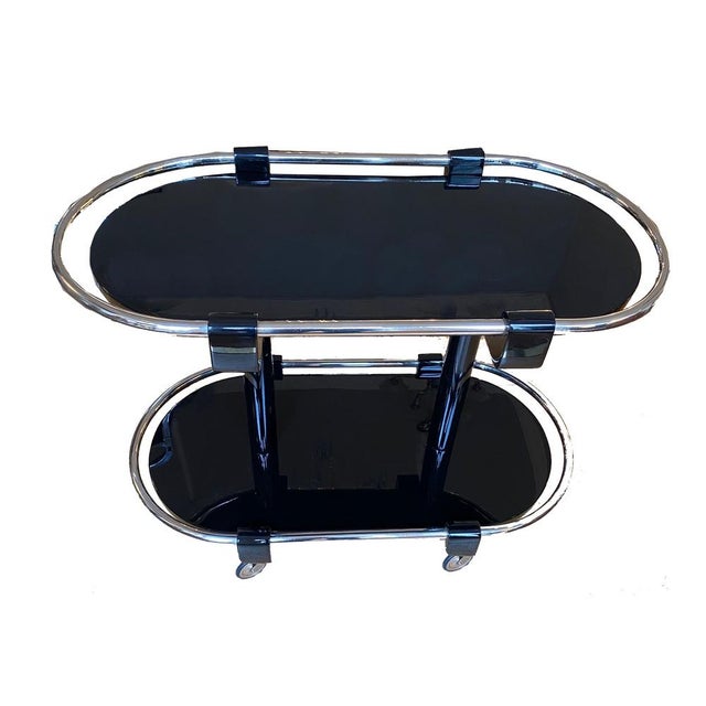 1930s Art Deco Black Serving Bar Cart, 1930s For Sale - Image 5 of 13