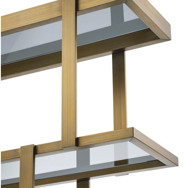 Shelves in Brushed Brass Finish and Smoked Glass For Sale - Image 4 of 7