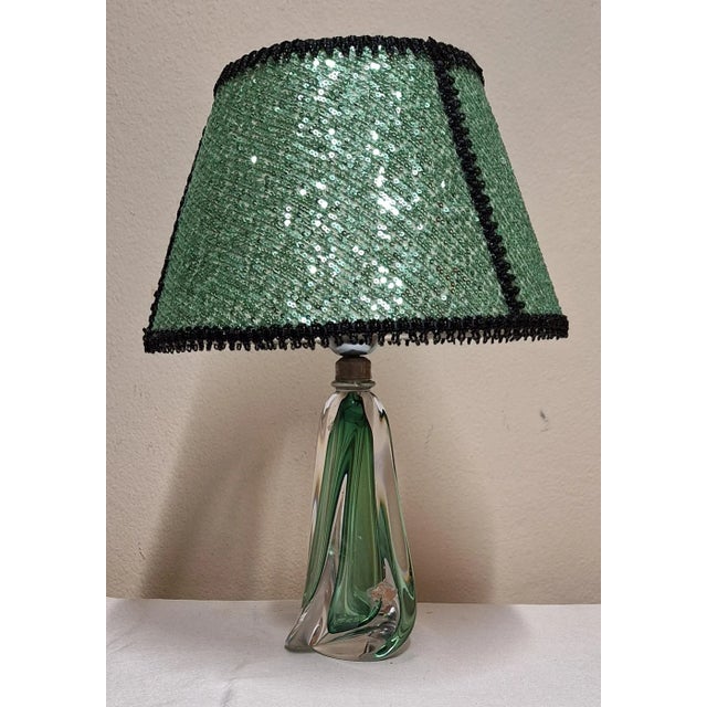 Vintage Belgian Table Lamp with Crystal Glass Base by Val St. Lambert, 1970s For Sale - Image 4 of 10