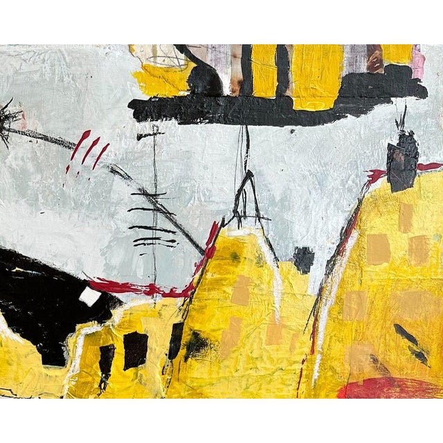 Christiane Corcelle "Safran" Mixed Media on Canvas, Abstract Landscape in Saffron Yellow and Black, 2024 For Sale - Image 4 of 10