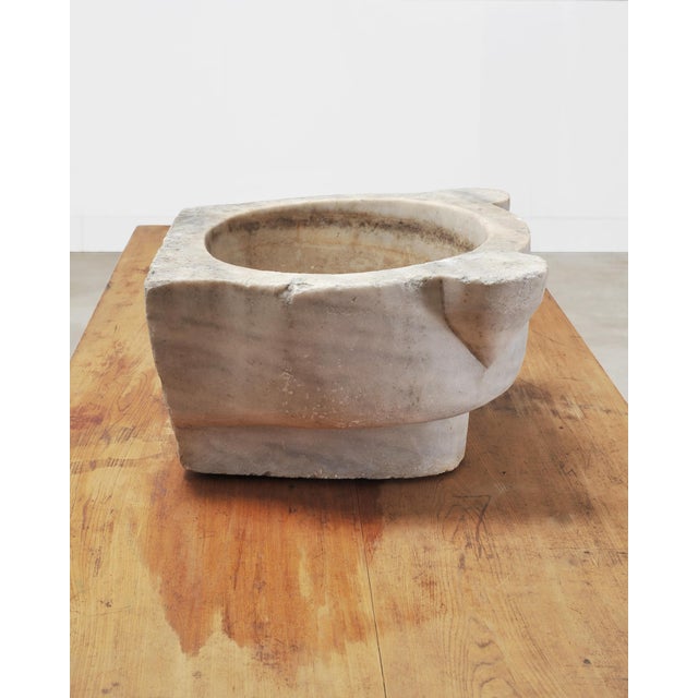 Large 19th Century European Carved Carrara Marble Mortar Basin For Sale - Image 10 of 18
