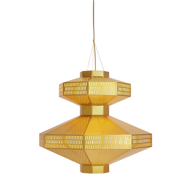Ma-Rock T Gr Golden Suspension Lamp by Jaime Hayson for Parachilna For Sale
