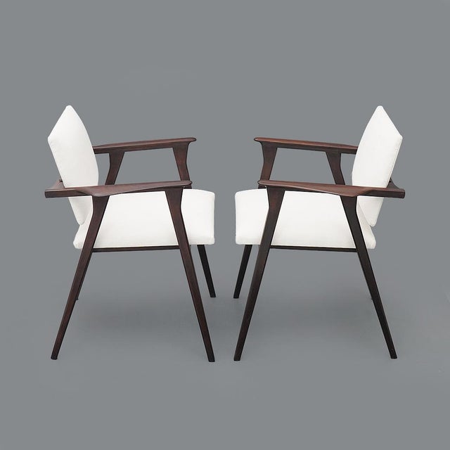 1950s Vintage Lounge Chairs with Wooden Armrests, 1950s, Set of 2 For Sale - Image 5 of 15