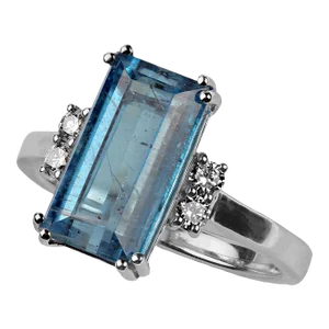 AJD Blue Tourmaline Accented With Sparkling White Sapphires Size 7