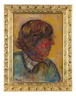 Sirio Pellegrini, Portrait, Painting, 1960s, Oil on Board, Framed
