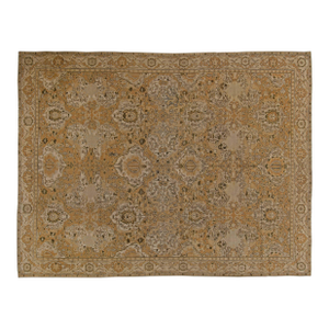 Authentic 19th Century Indian Amritsar Brown and Beige Handwoven Wool Rug
