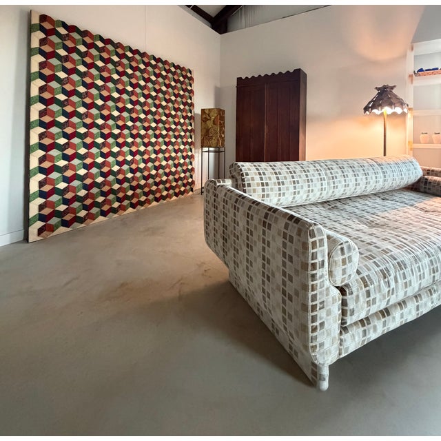 Monumental Tumbling Blocks Quilt Modern Americana Hand-Stitched Contemporary Art For Sale - Image 4 of 16