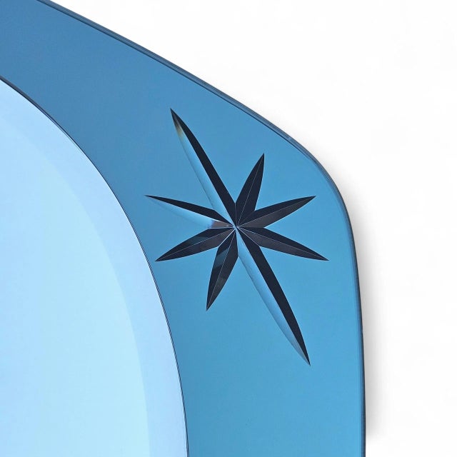 Mid 20th Century Rare 1950s Cristal Arte Italian Teal Starburst Mirror – Mid-Century Modern Atomic Age Glamour For Sale - Image 5 of 13