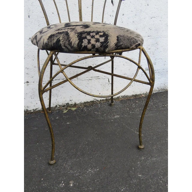 1970s Hollywood Regency Distressed Metal Small Child Vanity Side Chair For Sale - Image 5 of 11