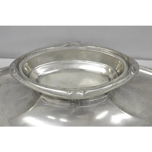 Metal Antique Kayserzinn 4640 German Art Nouveau Pewter Metal Serving Platter W Birds For Sale - Image 7 of 18