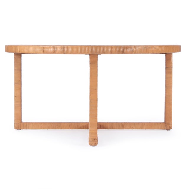 Captiva 39 in. W Round Rattan Coffee Table, Natural Rattan For Sale In Chicago - Image 6 of 8