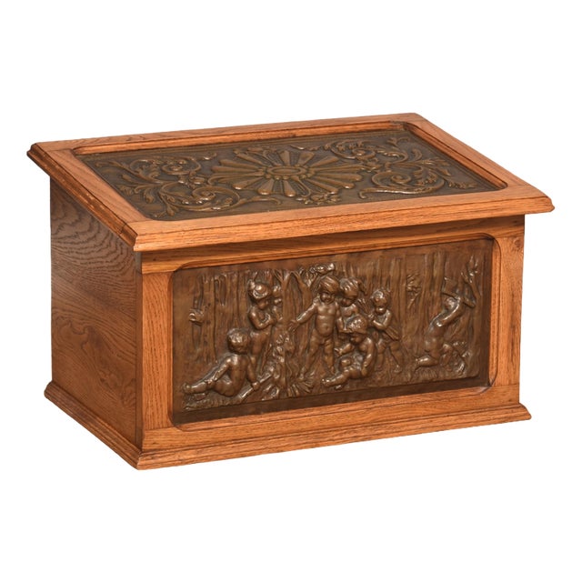 19th Centry Embosed Copper Slipper Box For Sale