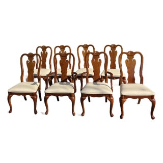 Set of 8 Vintage Mahogany Queen Anne Dining Chairs For Sale