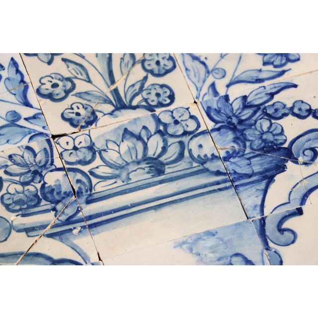 Tile Mural Panel Depicting a Baroque Jardinière With Flowers, Portuguese, 18th Century For Sale - Image 9 of 12