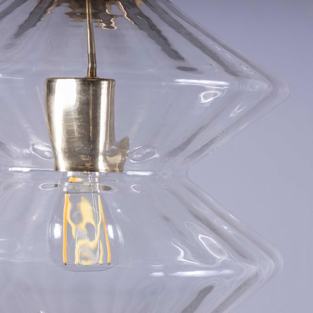 Double Diamond Crystal Pendant Lamp, 1950s For Sale - Image 6 of 9