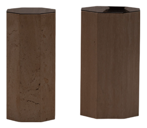 Vintage Italian Travertine Pedestals, 1970s, Set of 2