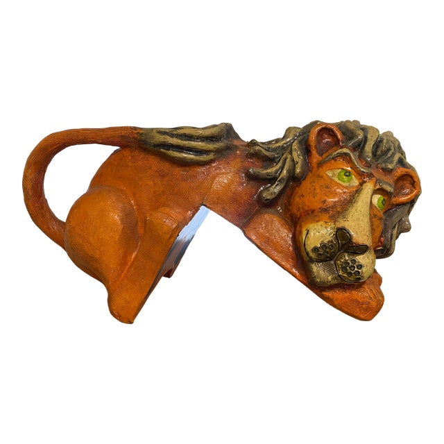 Vintage Jeanne Valentine Reclining Papier-Mâché Lion Sculpture For Sale